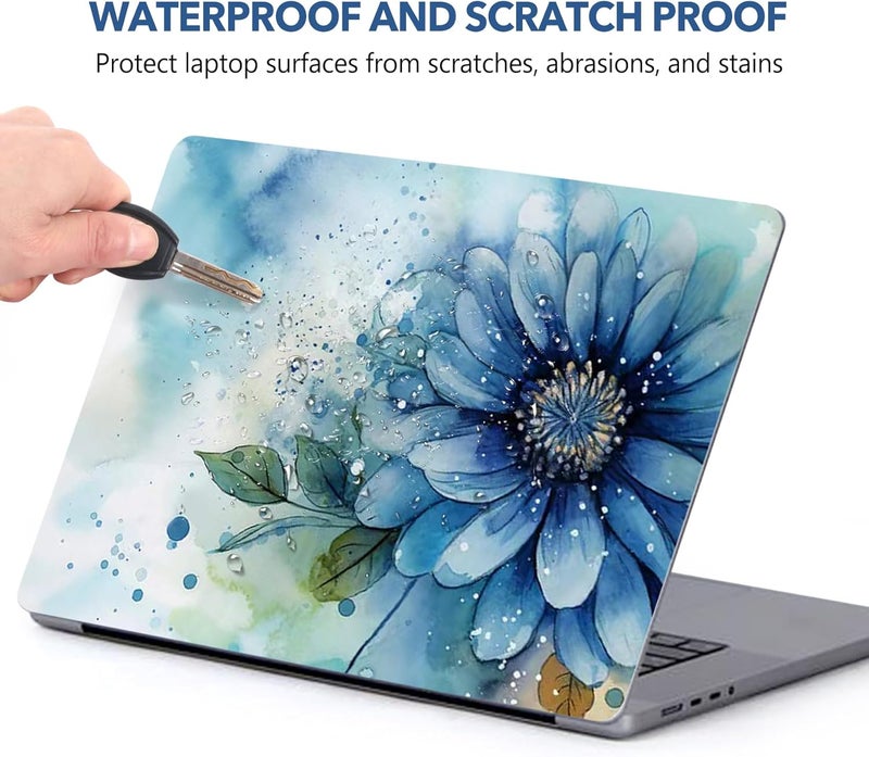 AIMSA Laptop Skin Sticker Decal, 17 17.3 inch Laptop Art Decal Universal Cover, Decorative Stickers Notebook Skin Protector, Blue Flower - Image 4